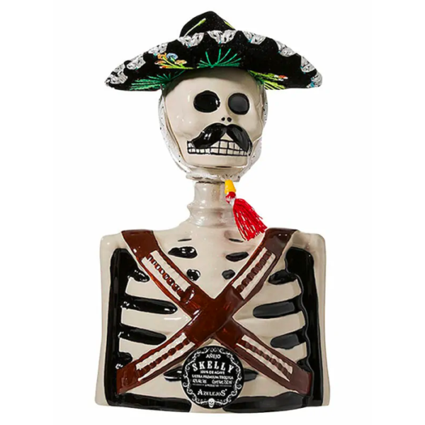 Los Azulejos Skelly Anejo Bullet w/ Mustache Tequila