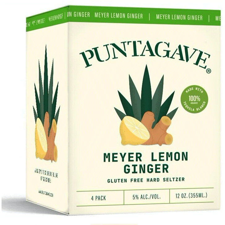 Puntagave Lemon Ginger Tequila Seltzer 4pack 12 Oz